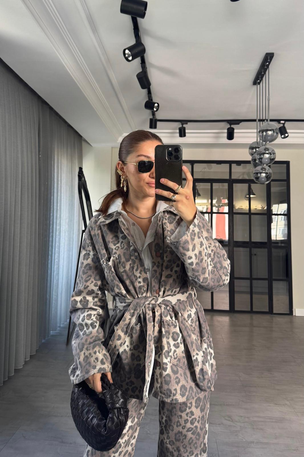 CEPLİ LEOPAR DENİM CEKET/ 0276