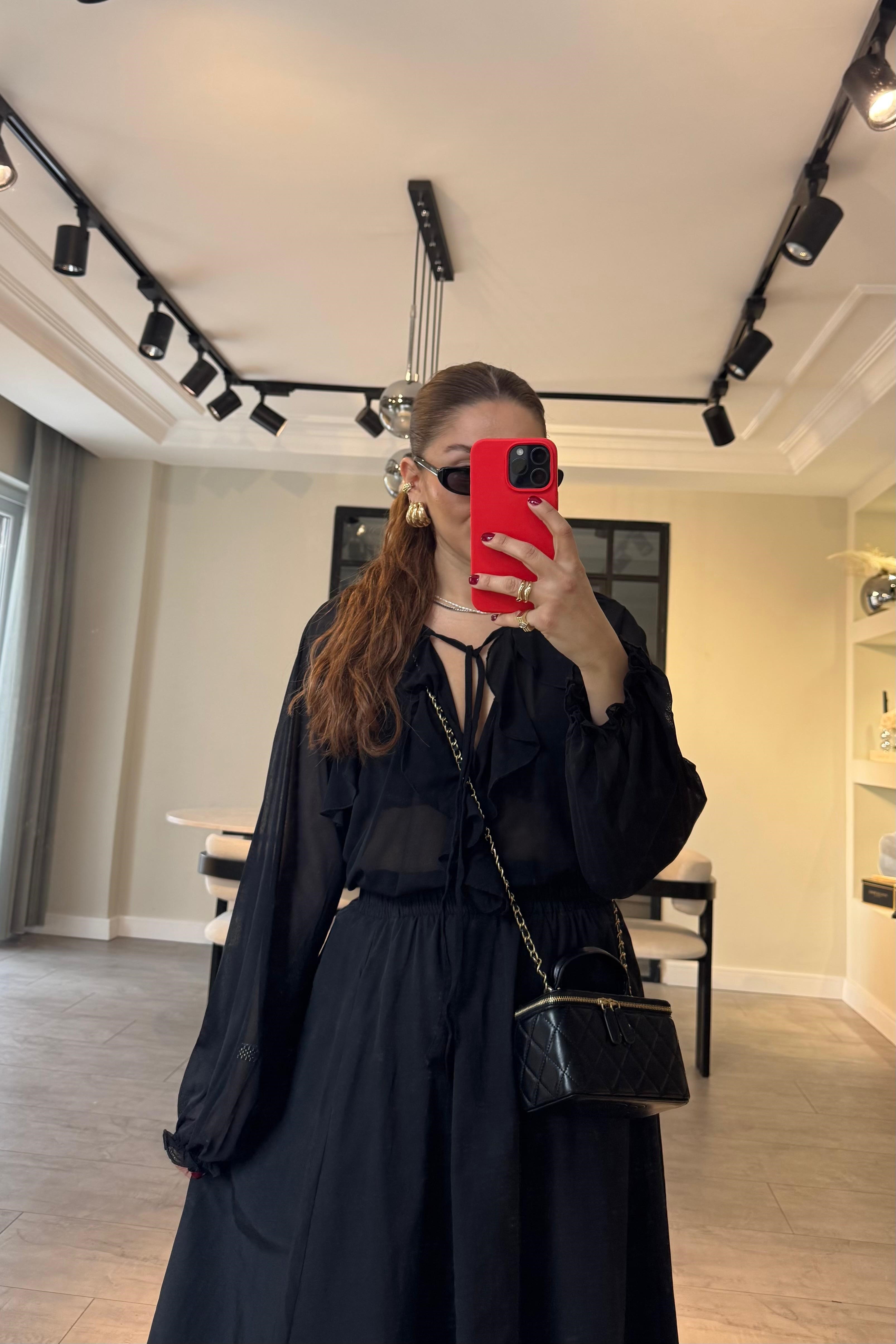 FIRFIRLI ŞİFON BLUZ