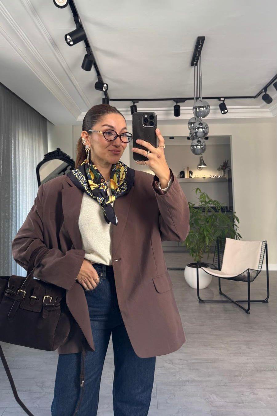 TEK DÜĞMELİ TENSEL BLAZER CEKET/9549