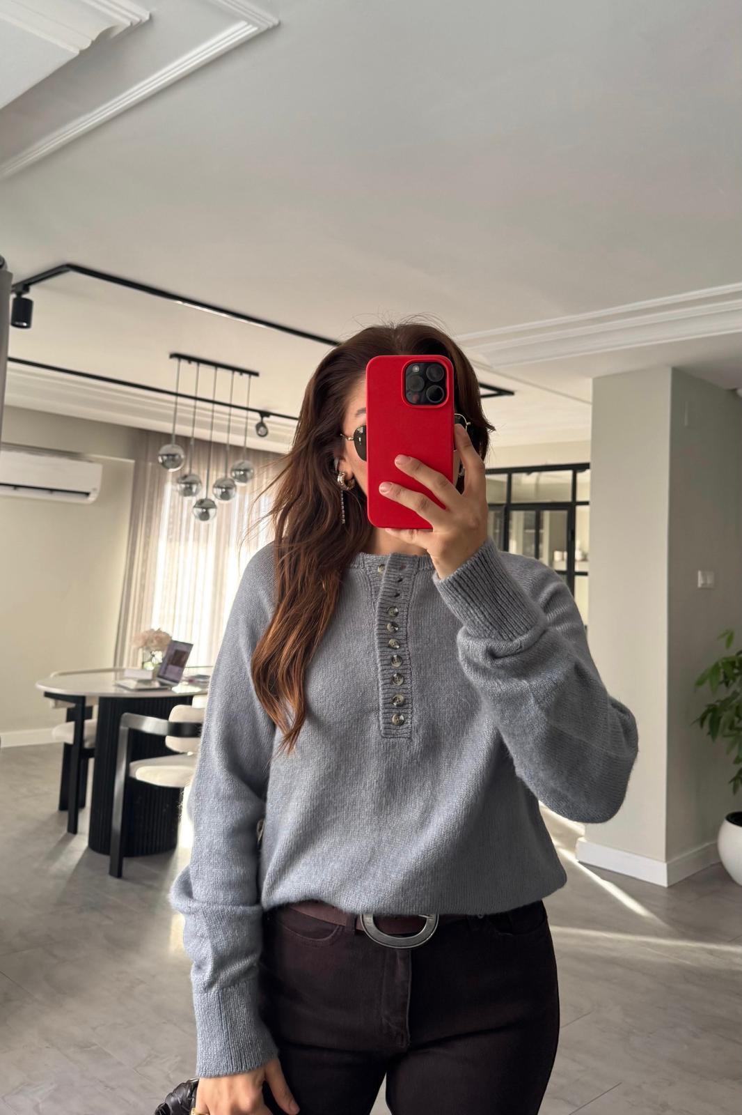 SIFIR YAKA DÜĞMELİ KAZAK/1246