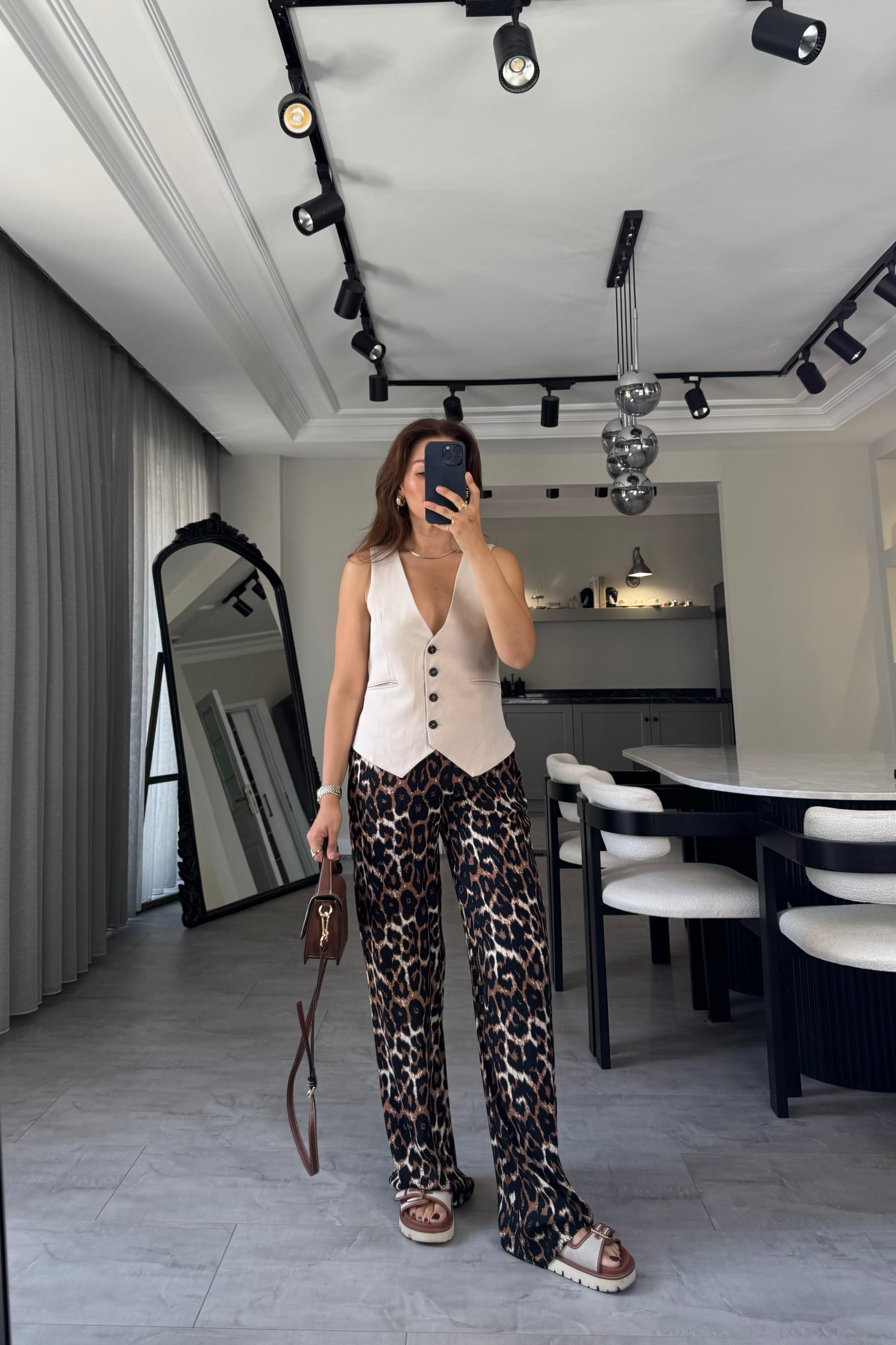 BELİ LASTİKLİ LEOPAR PALAZZO / 1664