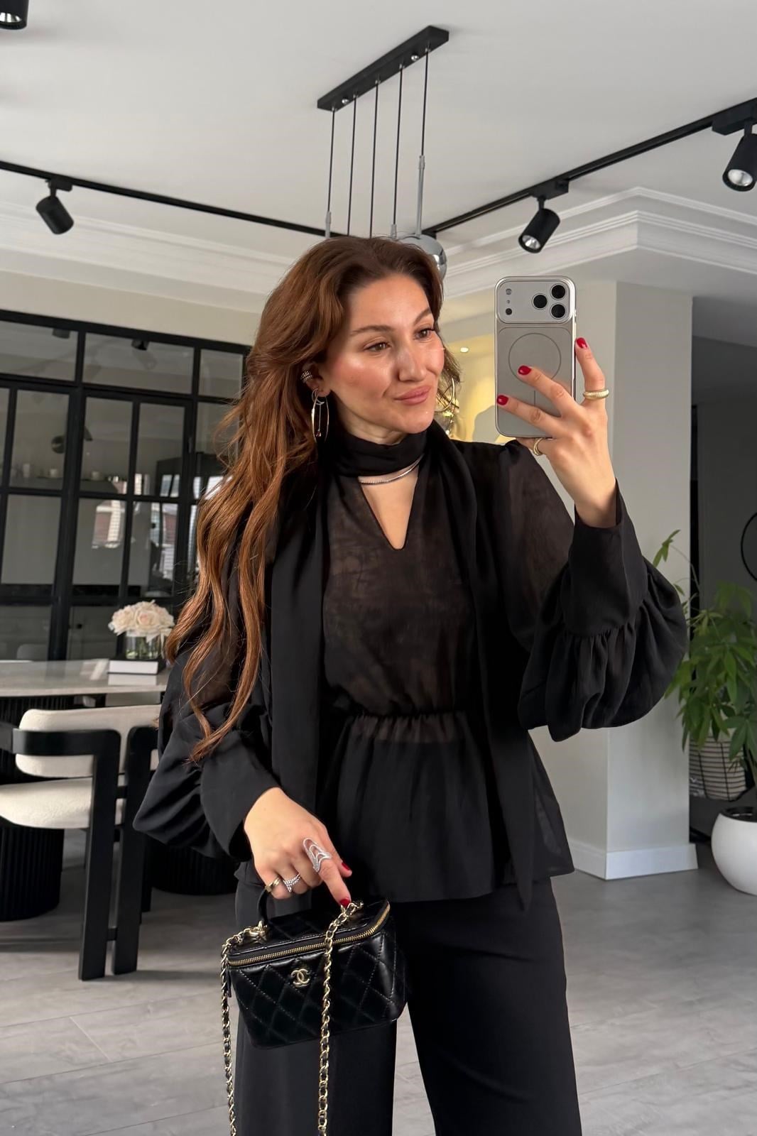 SIRT DEKOLTELİ ŞİFON BLUZ/1268