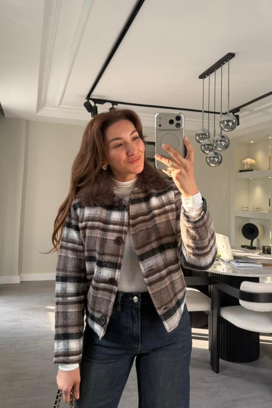 YAKASI KÜRKLÜ CEKET/0764