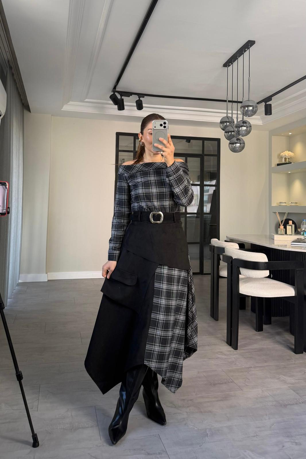 MADONNA YAKA EKOSELİ MAKSİ ELBİSE/7682