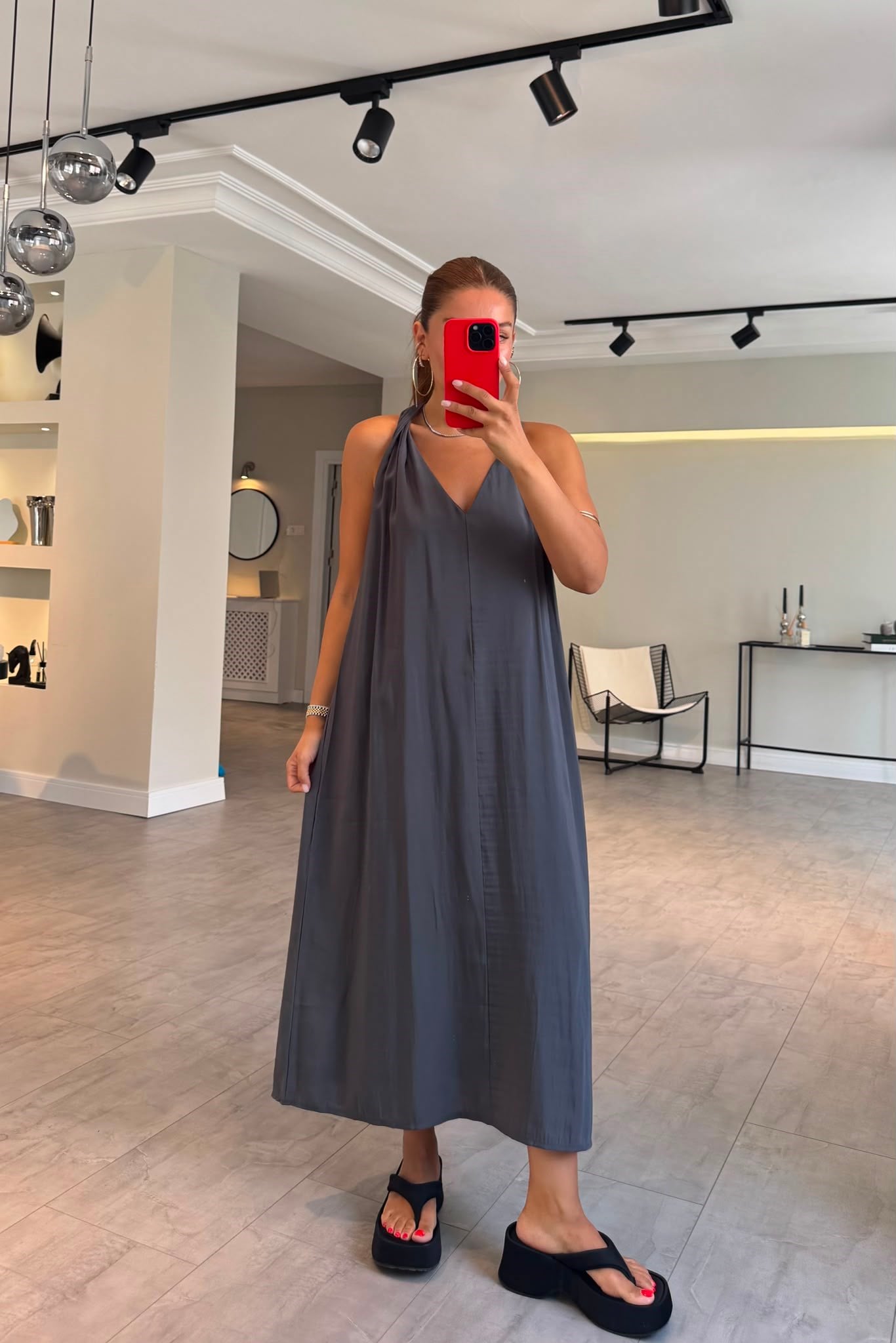 ARKASI DÜĞÜMLÜ HALTER ELBİSE/Y317