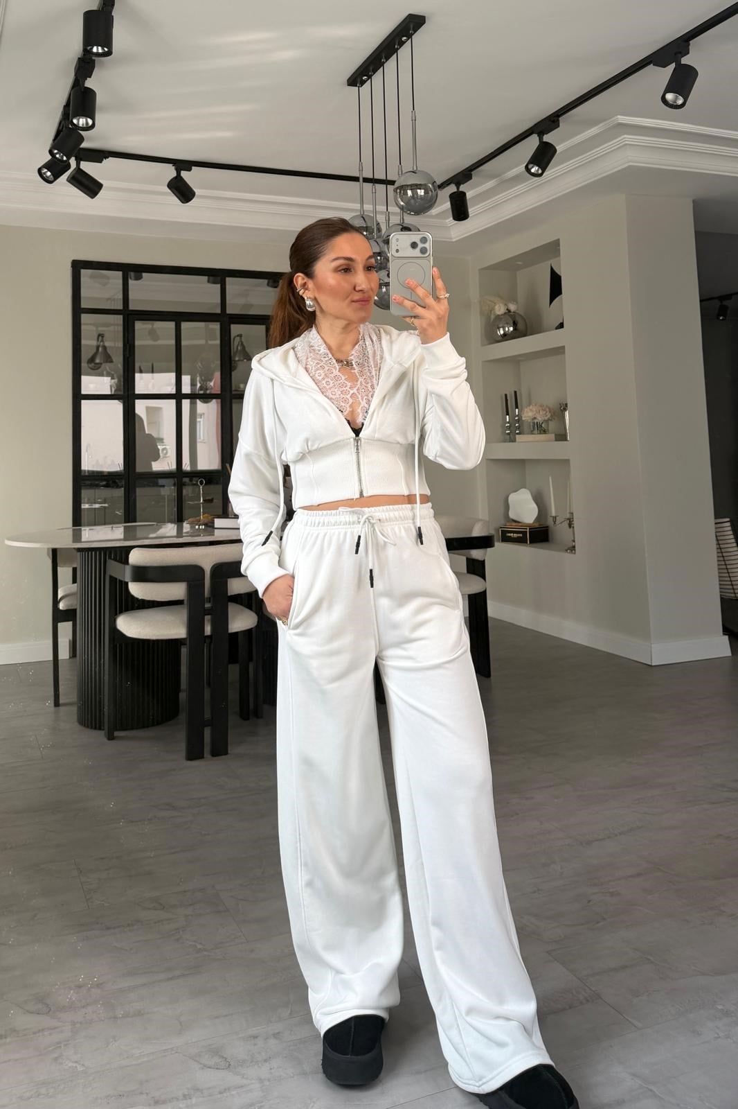 DANTEL DETAYLI CROP PALAZZO TAKIM