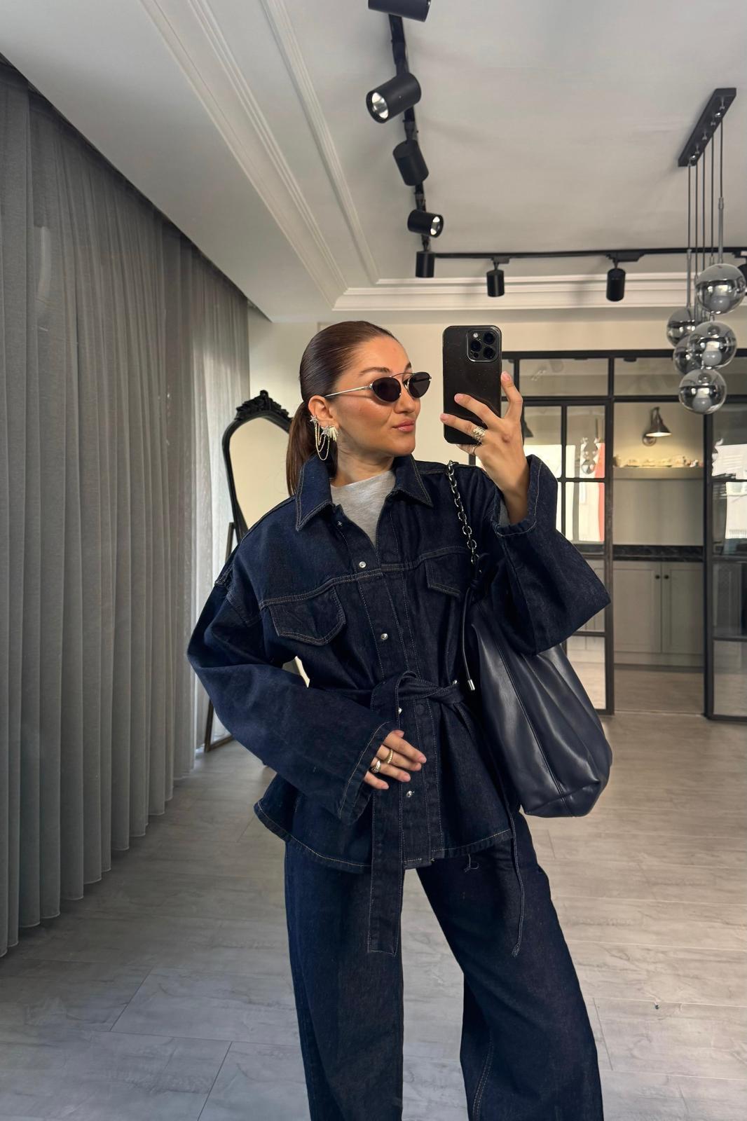 KEMERLİ DENİM CEKET/0274