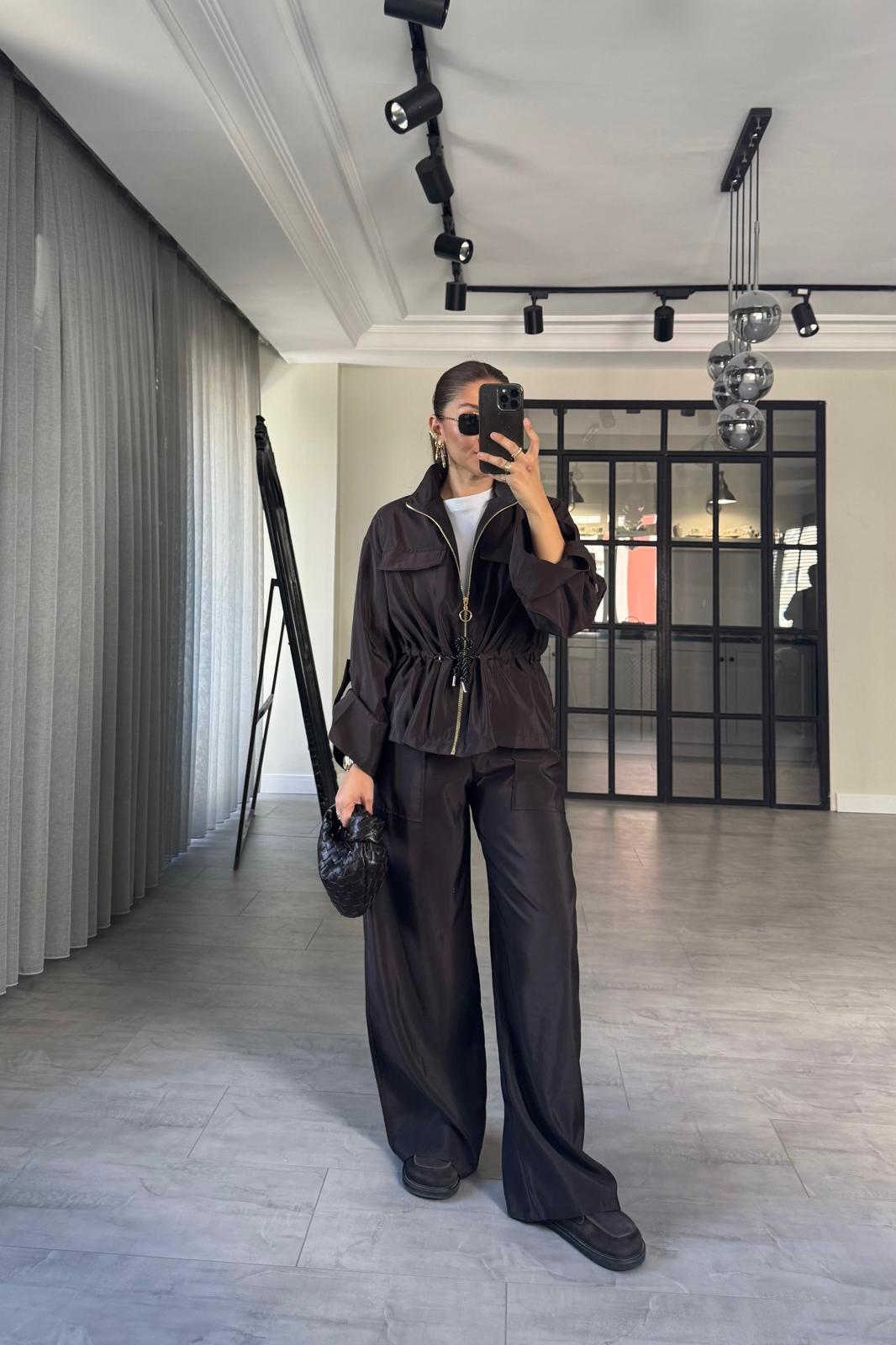 BELDEN BAĞLAMALI PARAŞÜT PALAZZO TAKIM/0650