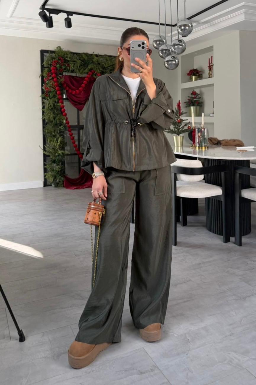 BELDEN BAĞLAMALI PARAŞÜT PALAZZO TAKIM/0650