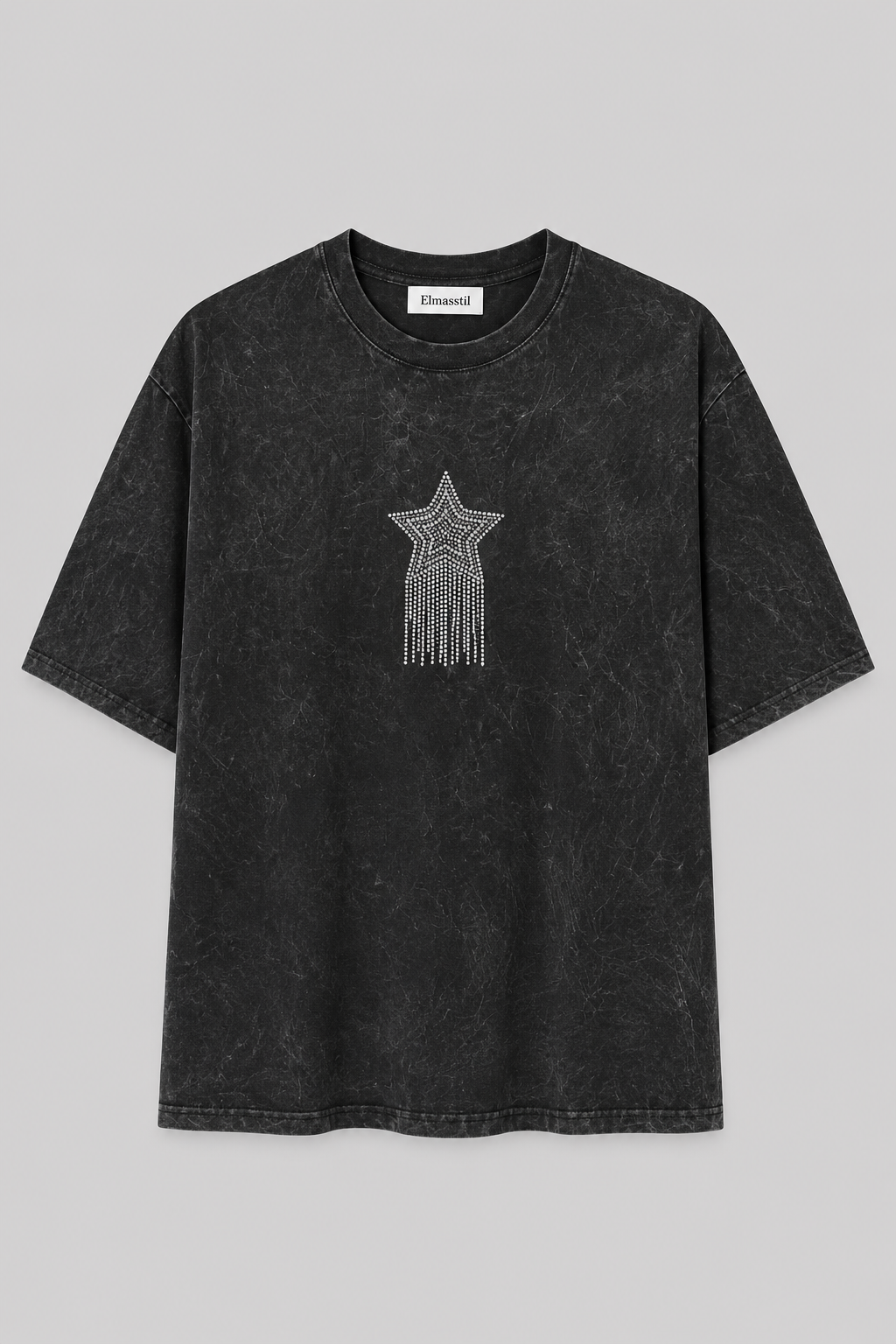 YIKAMALI YILDIZ TAŞLI T-SHIRT