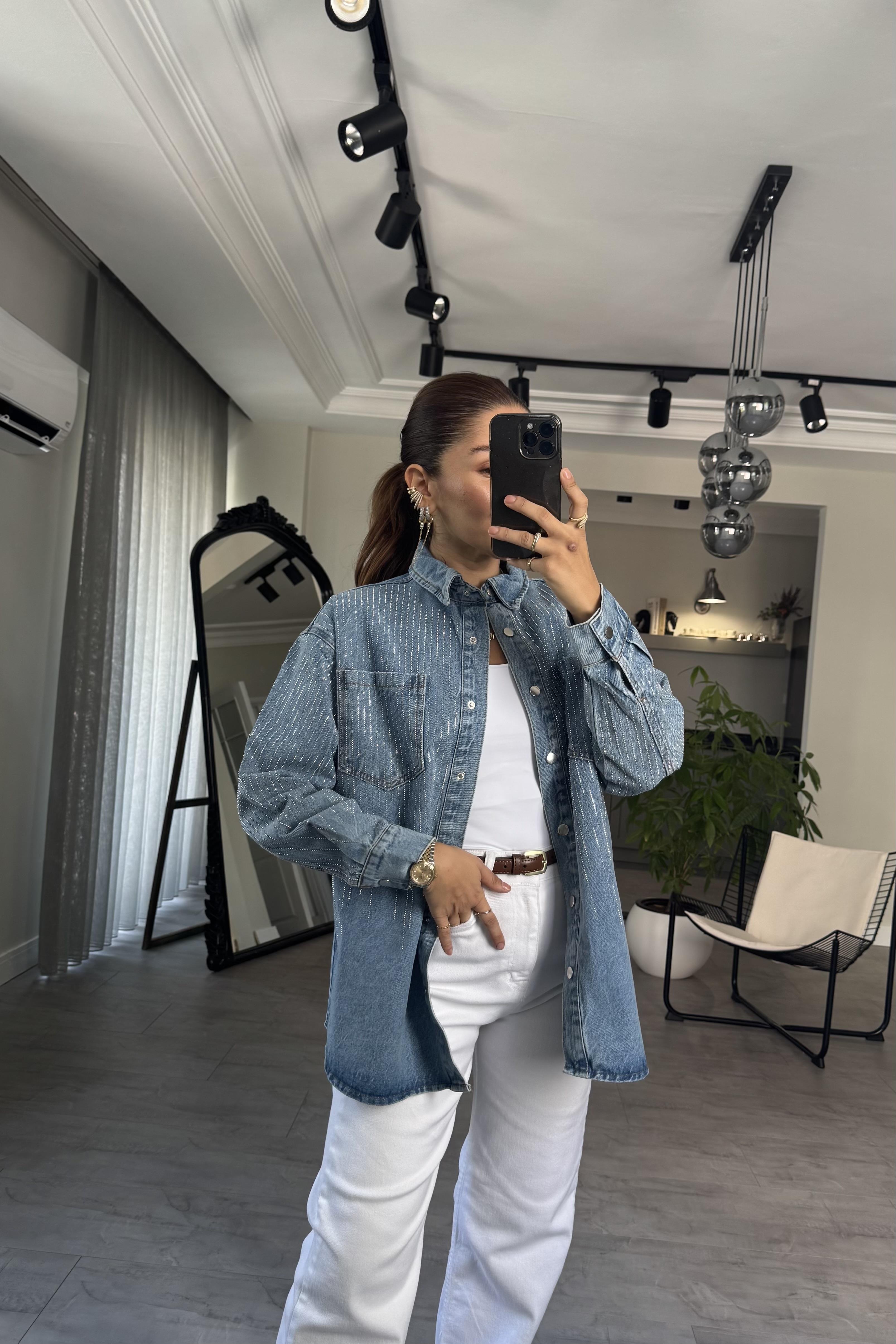 TAŞLI DENİM GÖMLEK/36189