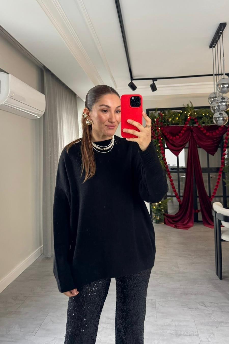 BİSİKLET YAKA OVERSİZE KAZAK/1019