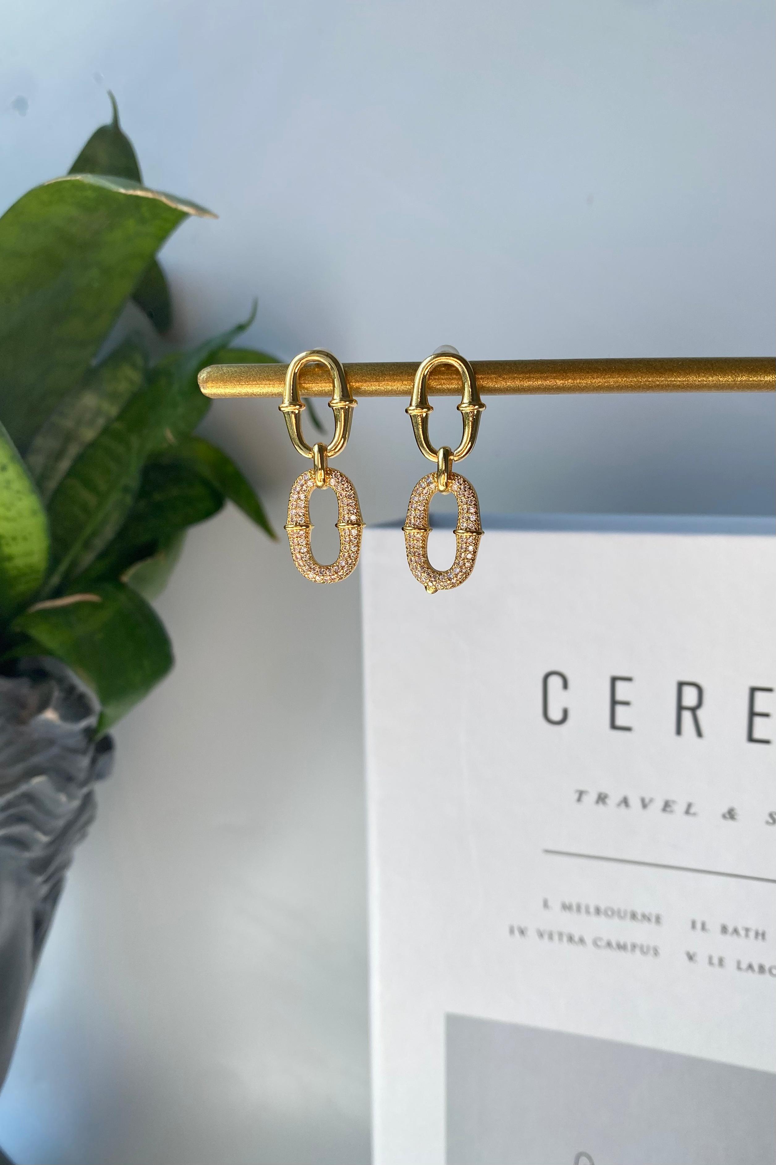 TAŞLI ÇİFT OVAL KÜPE