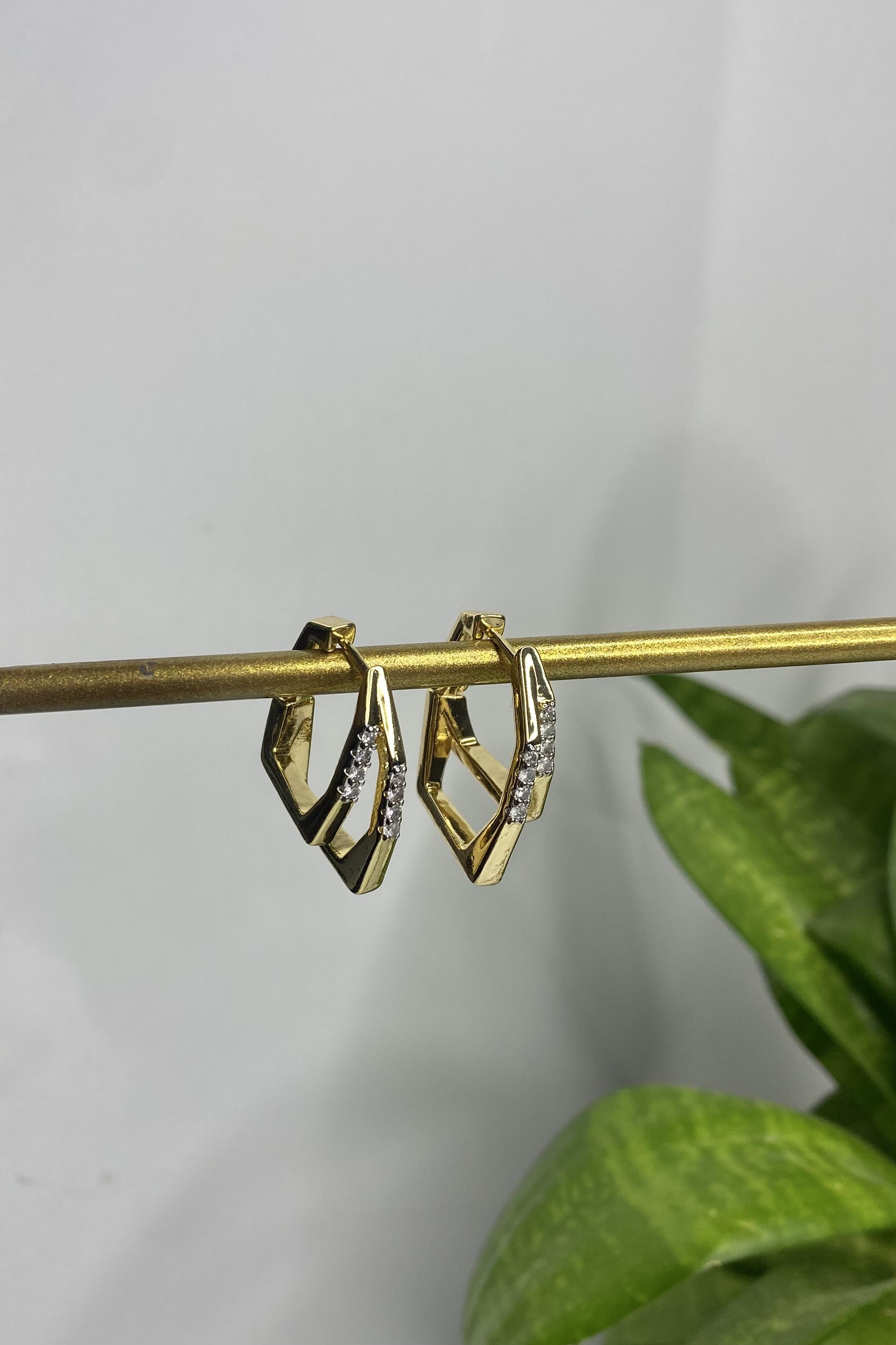 TAŞLI ÇOKGEN KÜPE 2.5 CM
