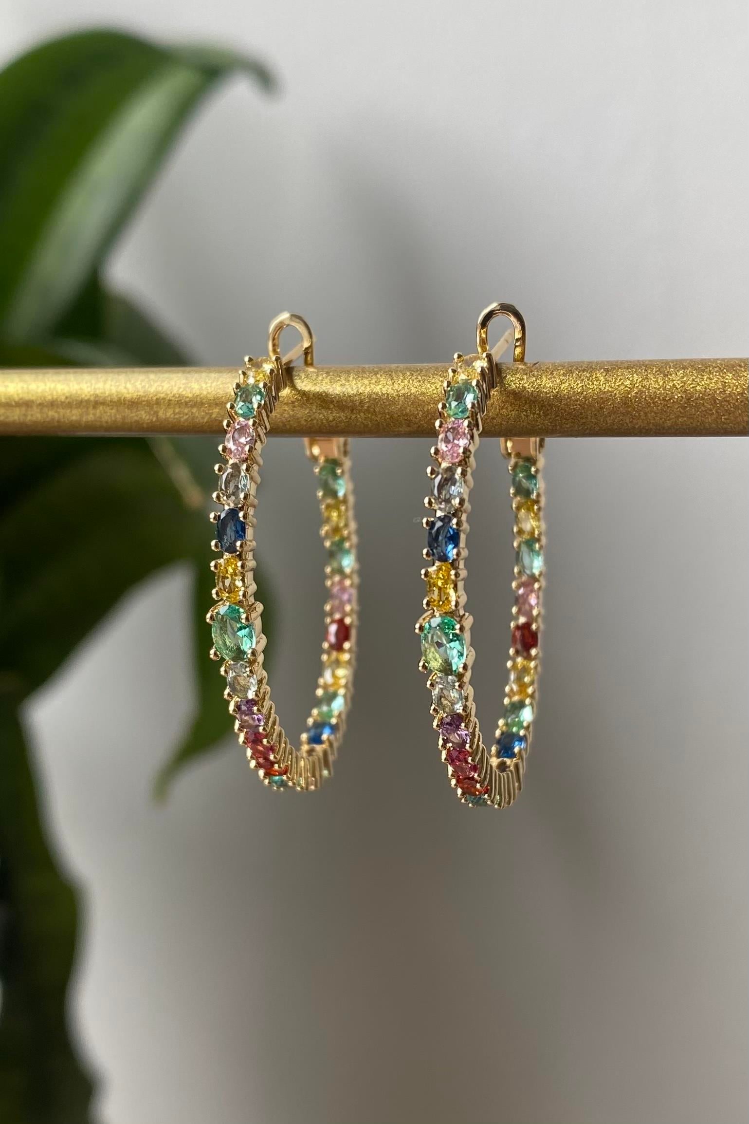 TAŞLI OVAL KÜPE 3cm