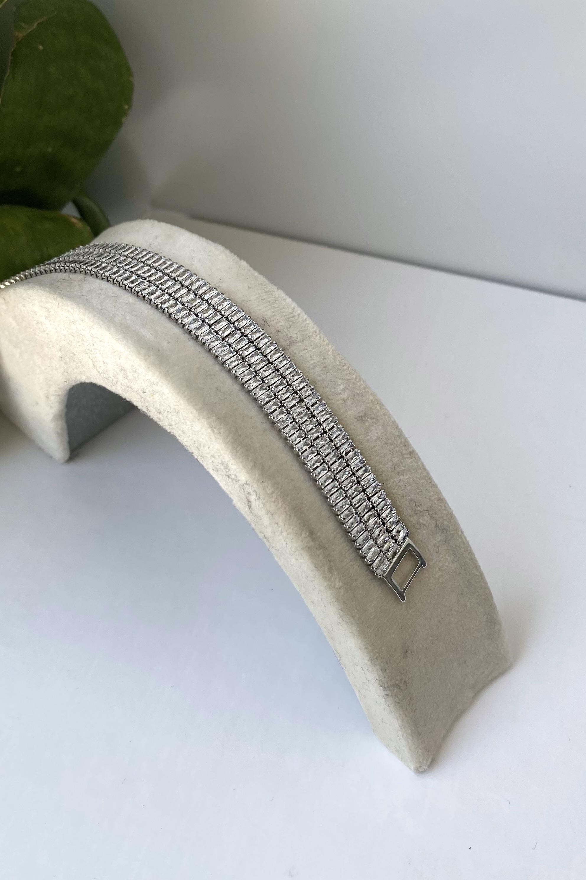 ÜÇLÜ BAGET TAŞLI SU YOLU BİLEZİK