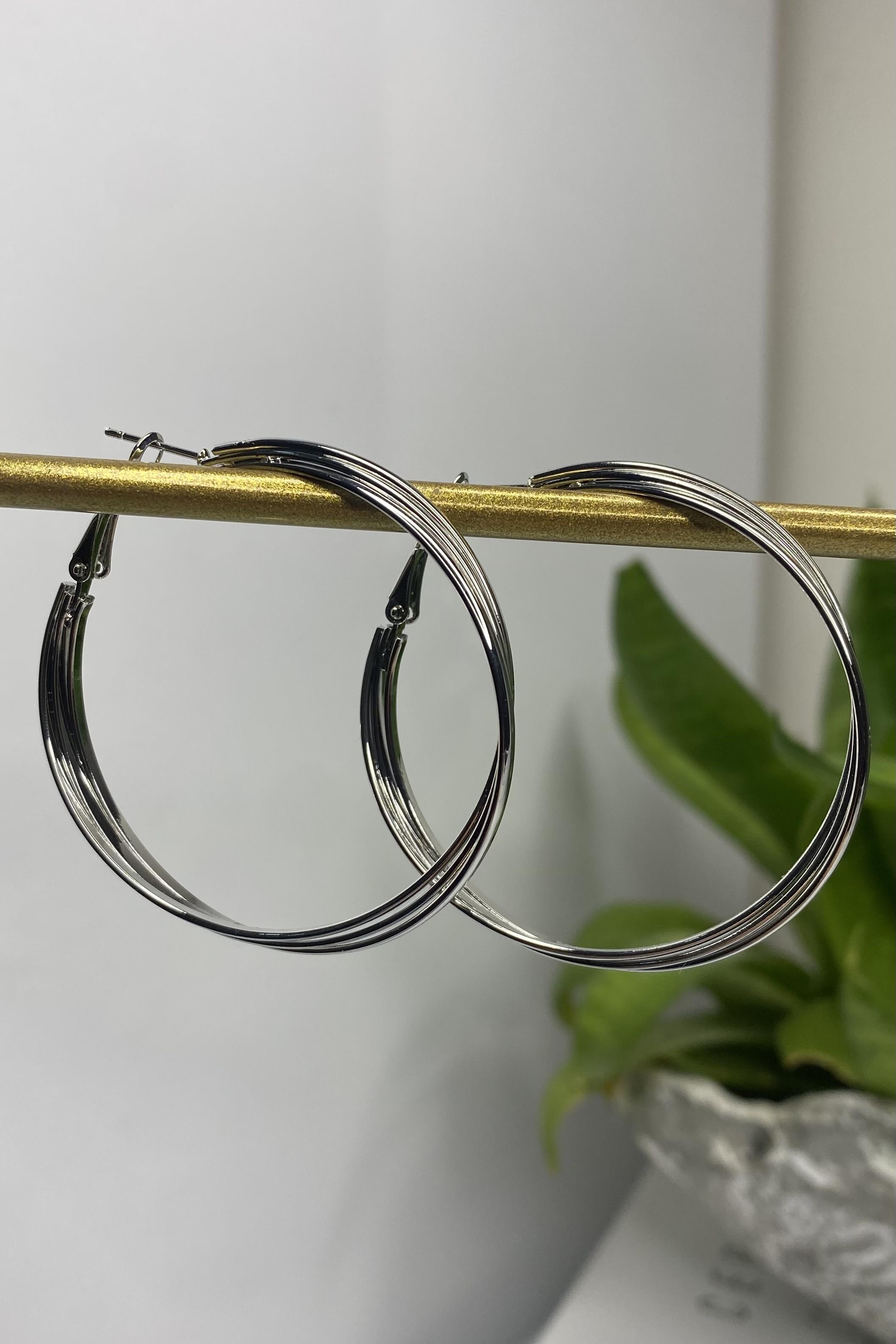 ÜÇLÜ KIVRIM HALKA KÜPE 5cm