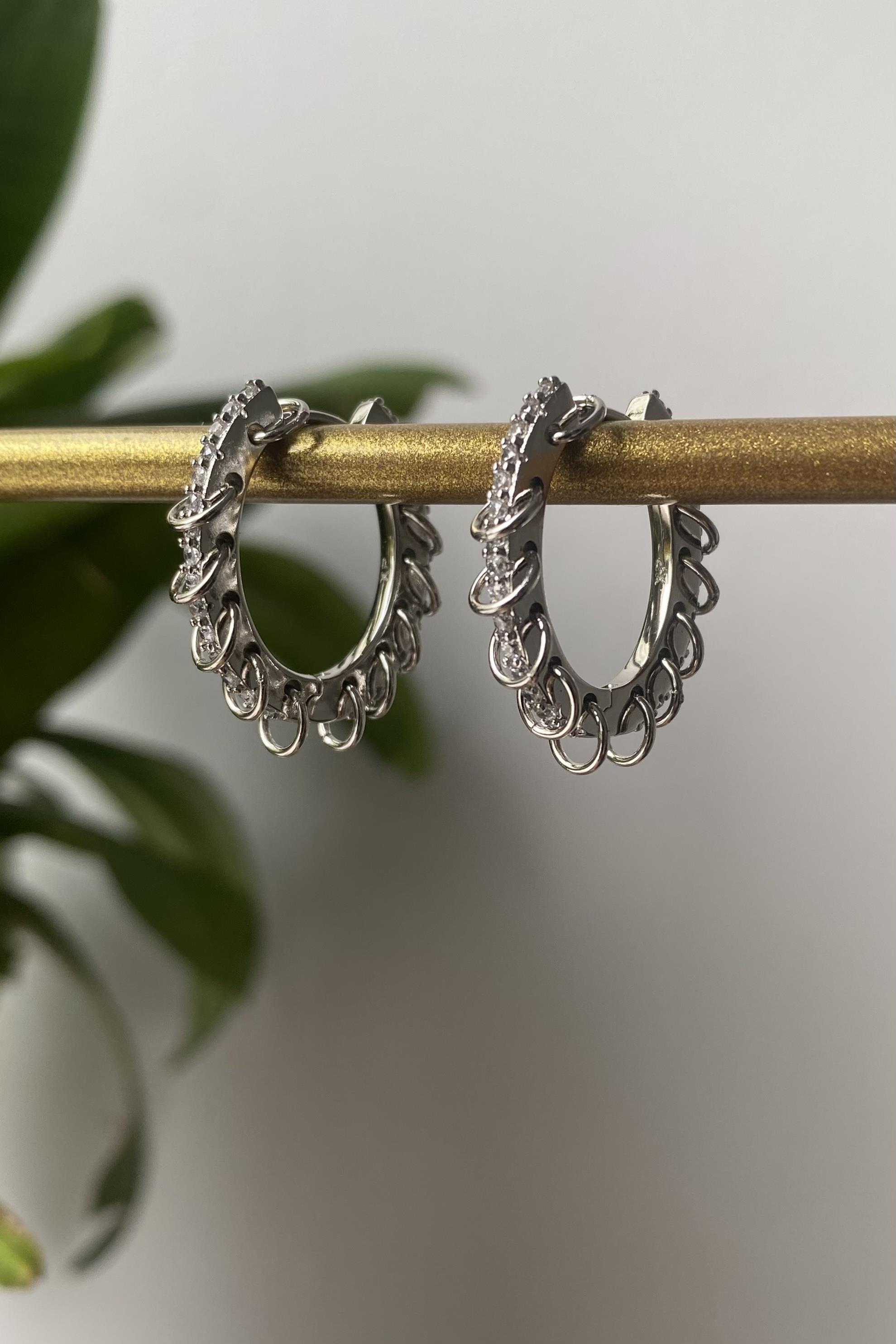 ZİNCİRLİ OVAL HALKA KÜPE 2cm