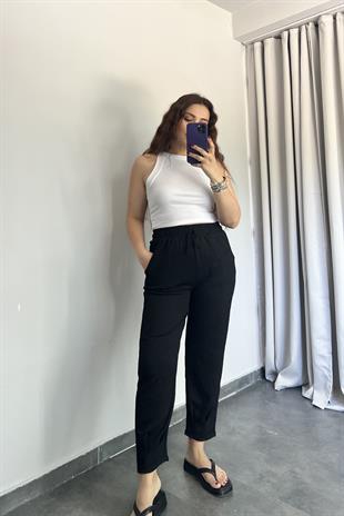 BELİ LASTİKLİ RAŞEL KUMAŞ PANTOLON
