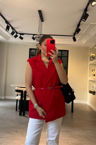 KEMERLİ POLİVİSKON OVERSİZE YELEK/6022