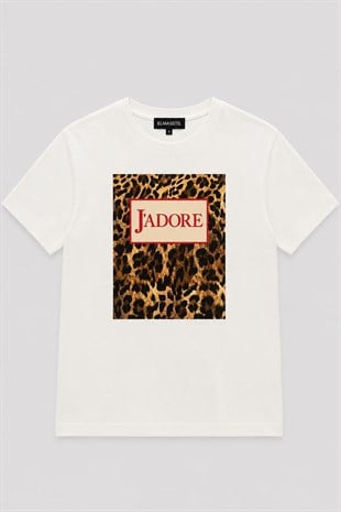 JADARE LEOPAR BASKILI T-SHIRT