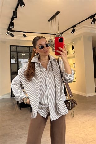 FULARLI ÇİZGİLİ GÖMLEK/7814