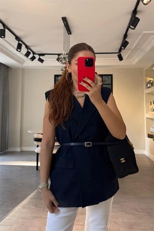 KEMERLİ POLİVİSKON OVERSİZE YELEK/6022