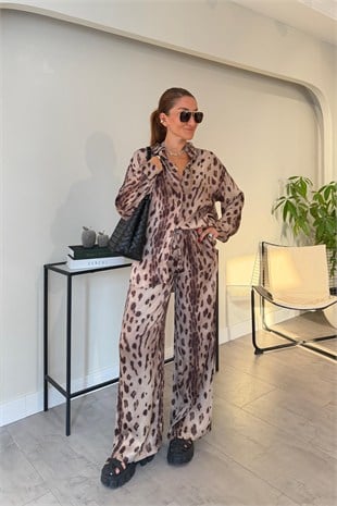 LEOPAR DESENLİ SATEN TAKIM/9063
