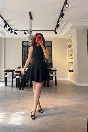 KOLSUZ PARÇALI MİNİ ELBİSE/1319