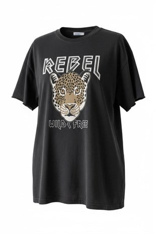 REBEL TAŞLI OVERSİZE T-SHİRT/7446