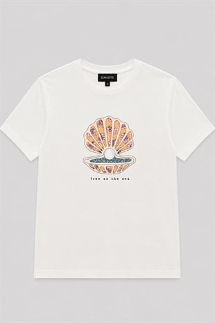 DENİZ KABUĞU BASKILI T-SHIRT