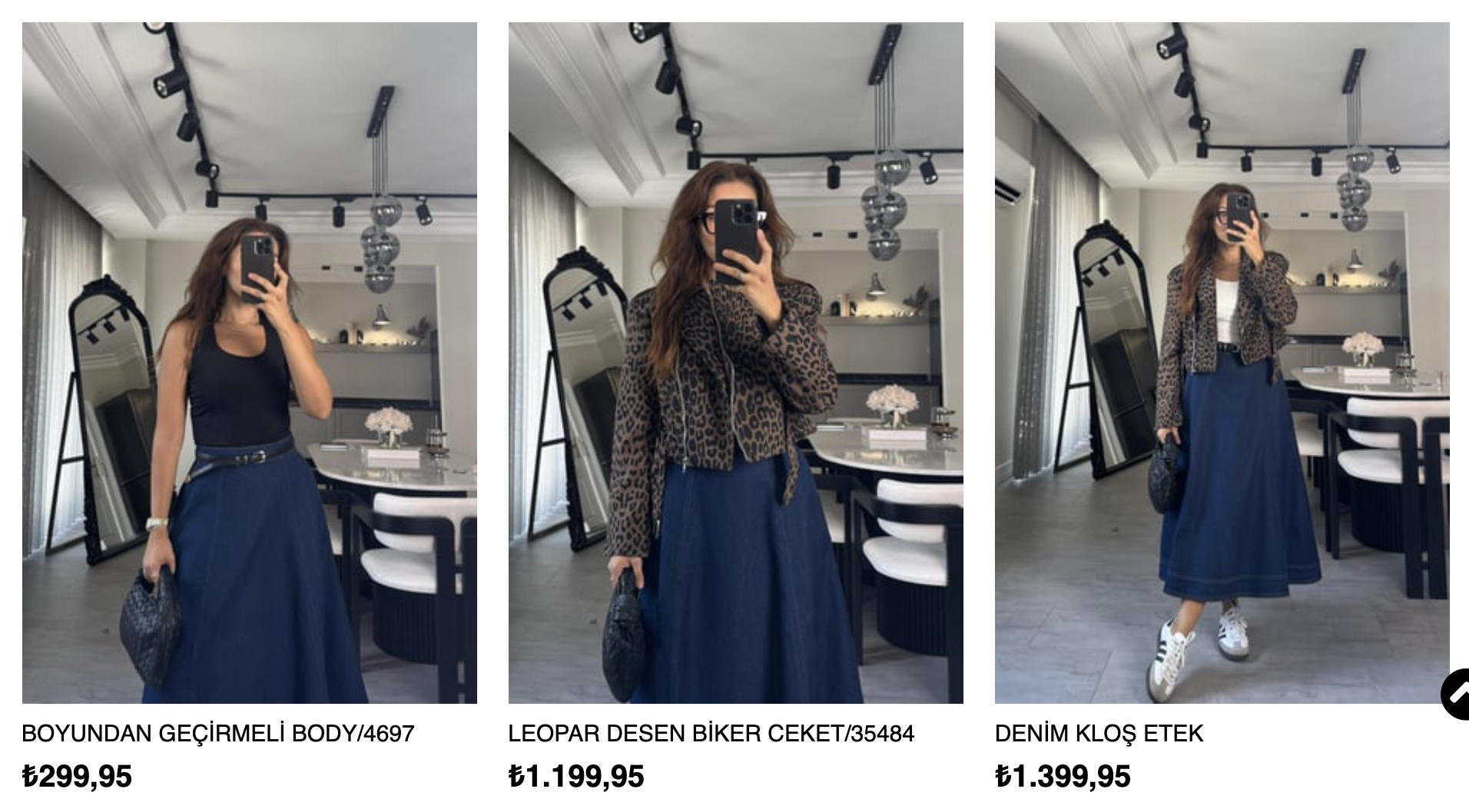 Denim Kloş Etek |Elmasstil