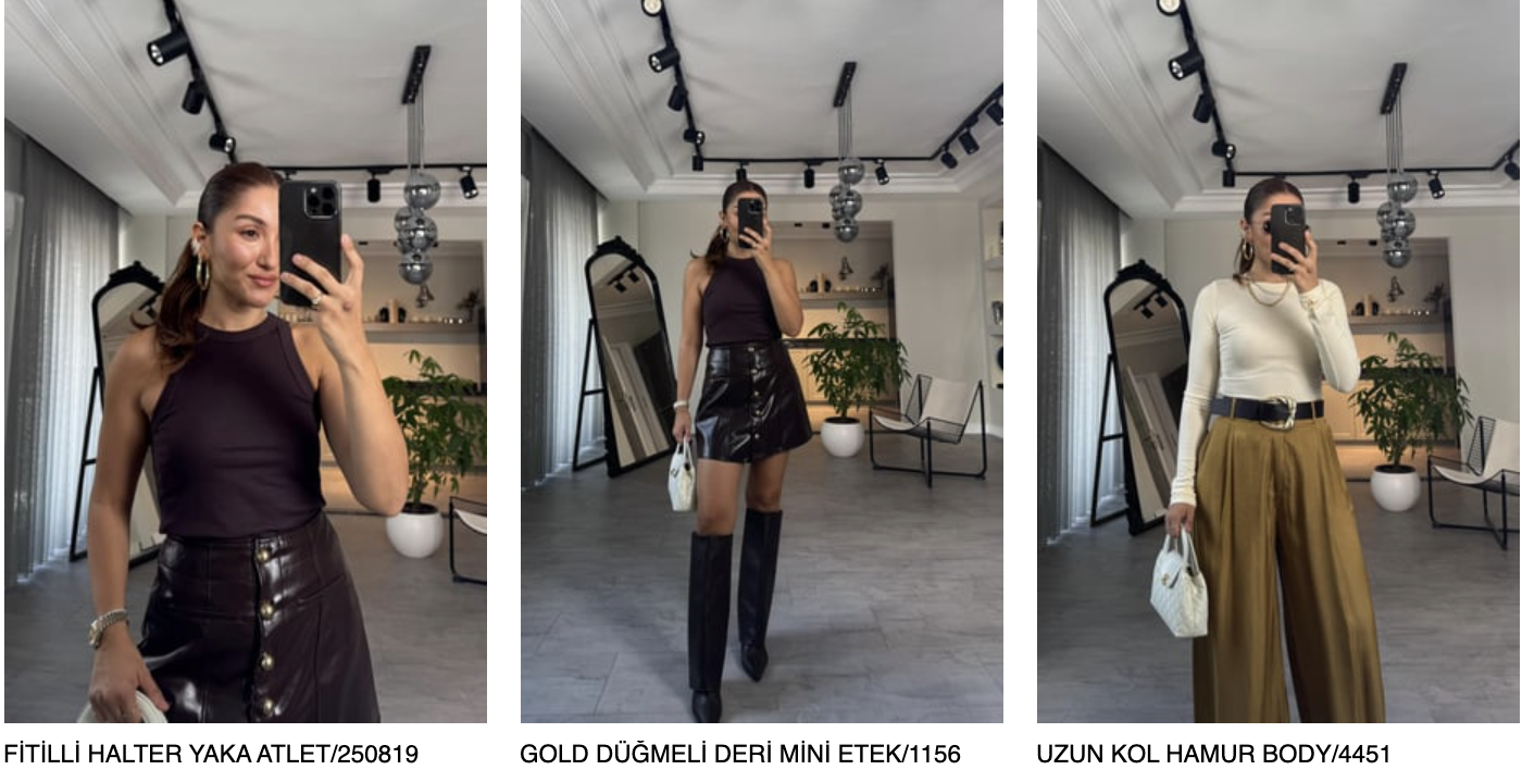 Düğmeli deri mini etek