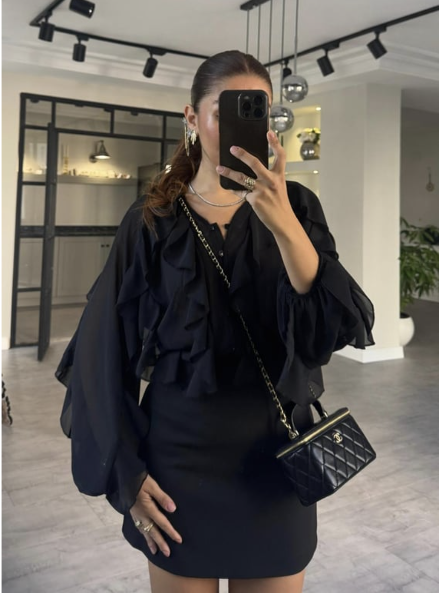 Volanlı Premium Şifon Gömlek