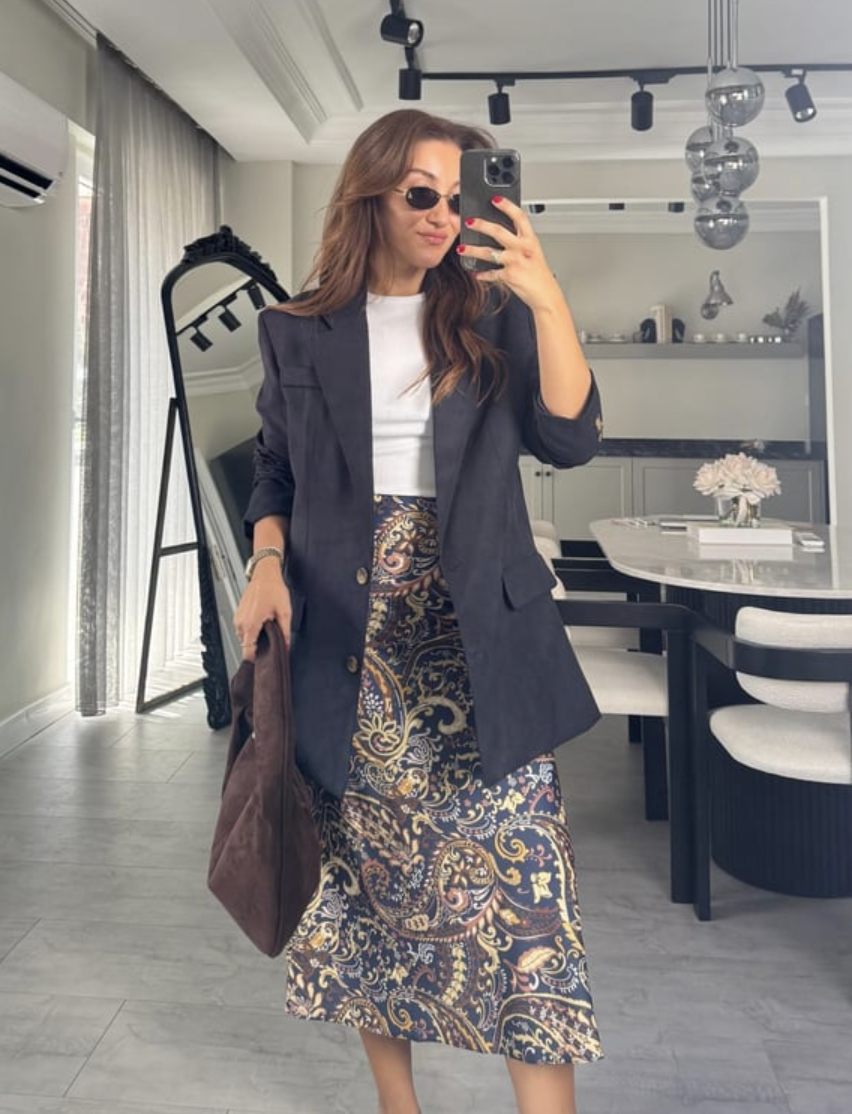 İki Düğmeli Süet Blazer Ceket