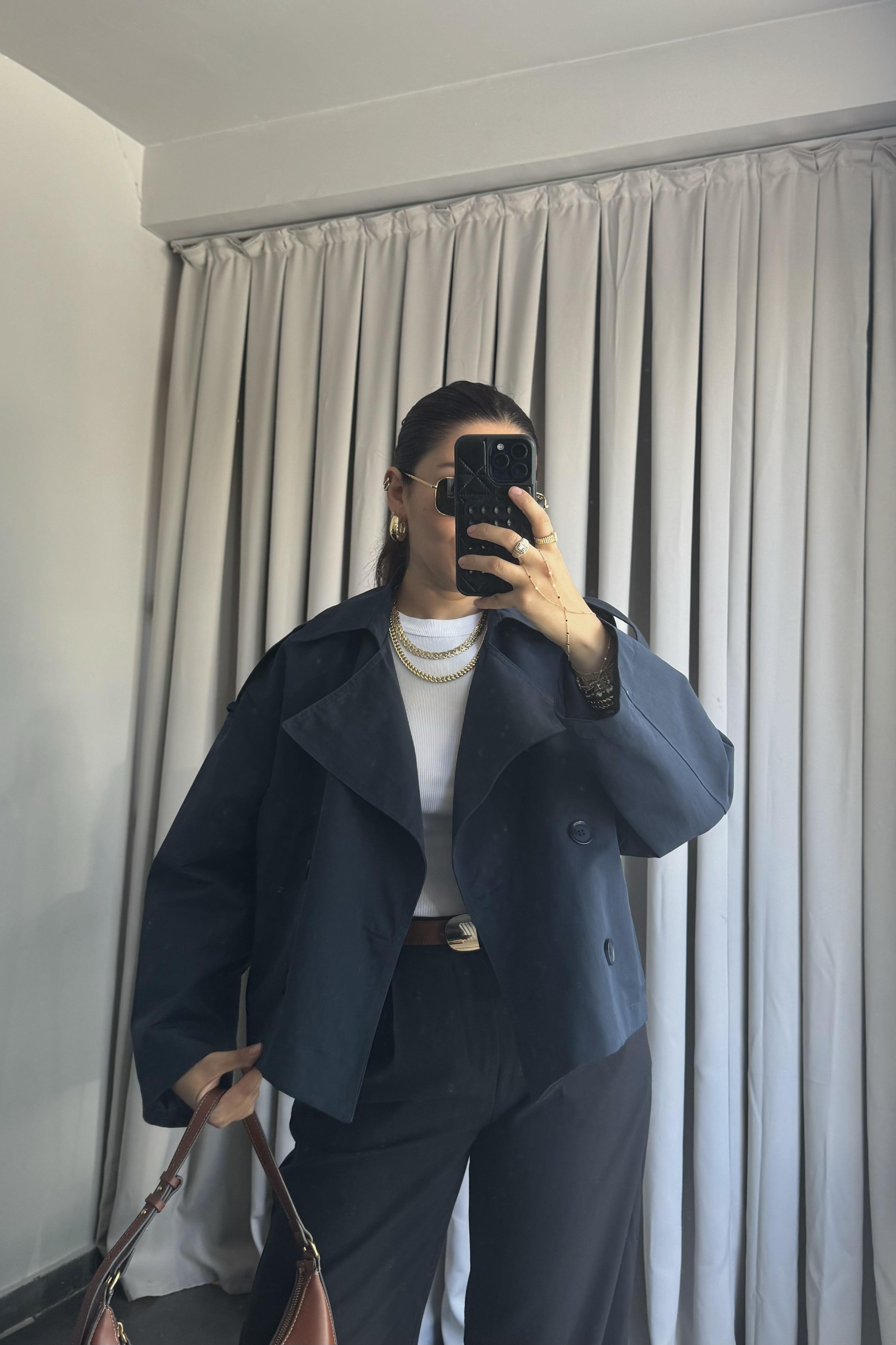 APOLETLİ CROP TRENÇKOT/0169