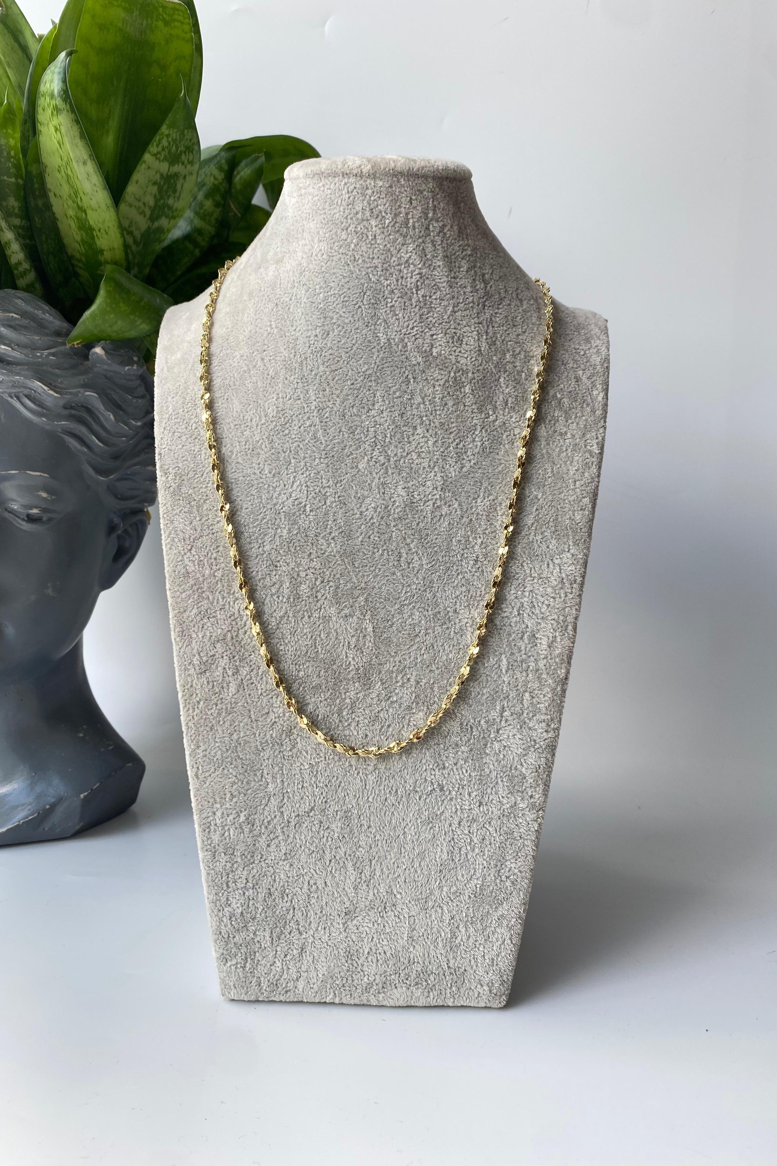 AYNALI BURGU ZİNCİR KOLYE 60CM