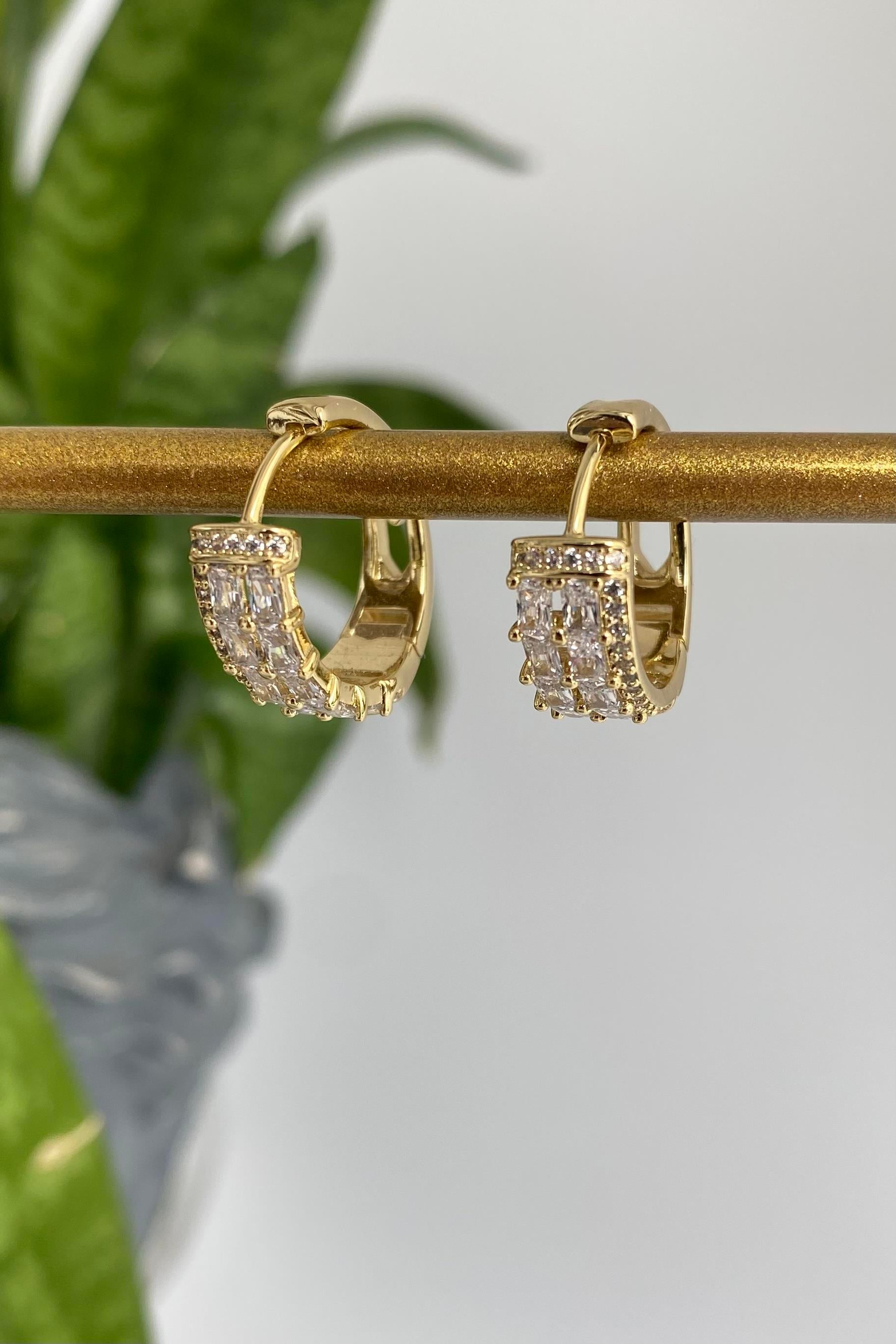 BAGET TAŞLI HALKA KÜPE 1,5cm