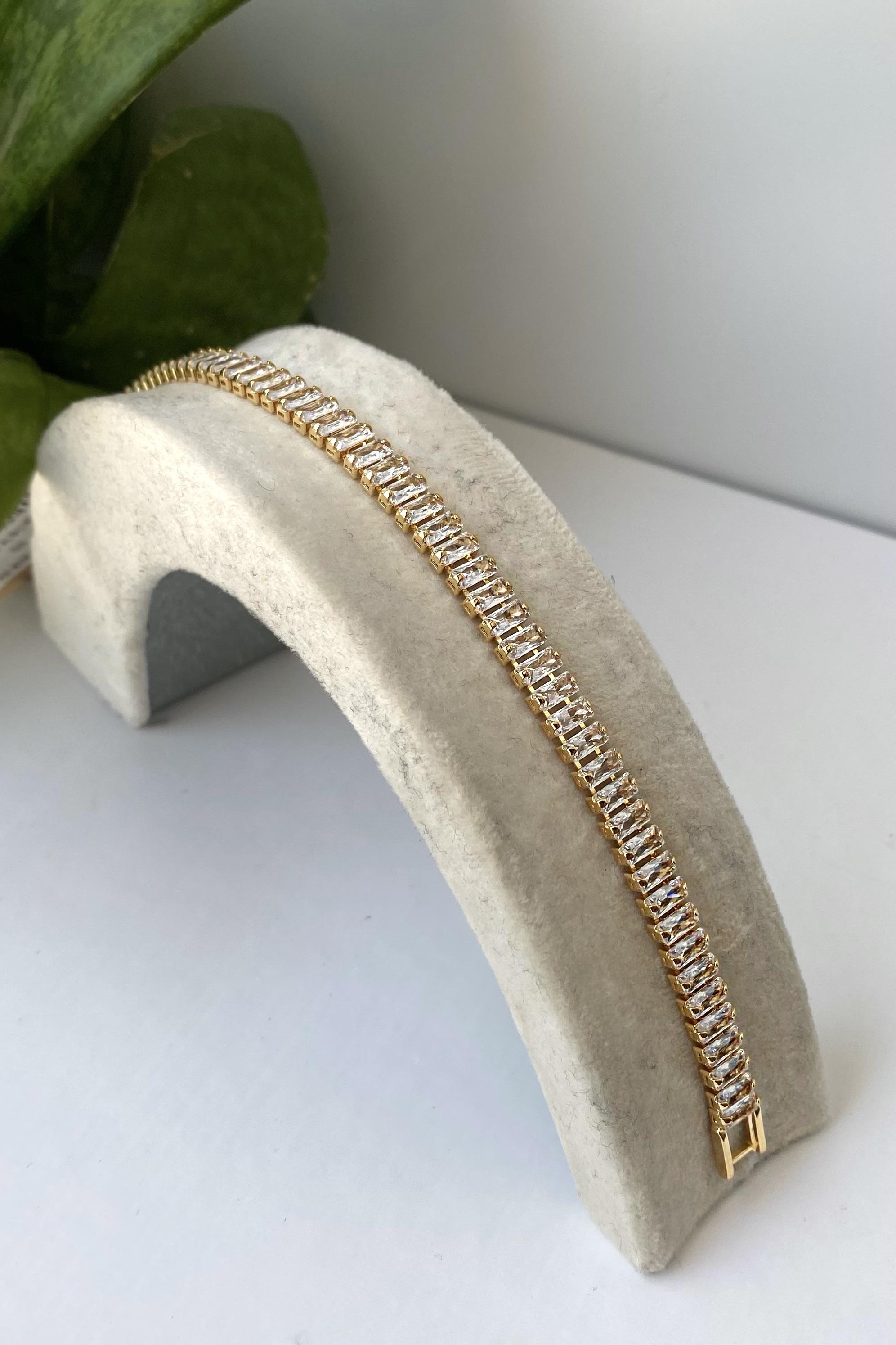 BAGET TAŞLI SU YOLU BİLEZİK 2CM