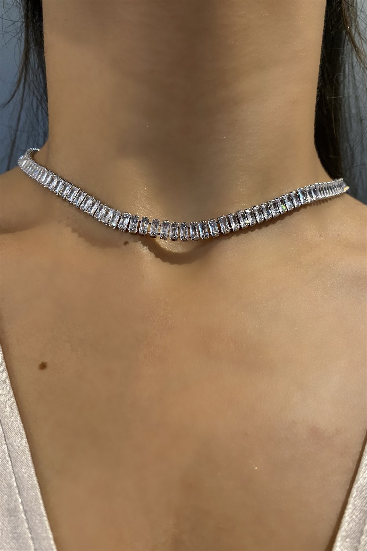 BAGET TAŞLI SU YOLU KOLYE 45cm