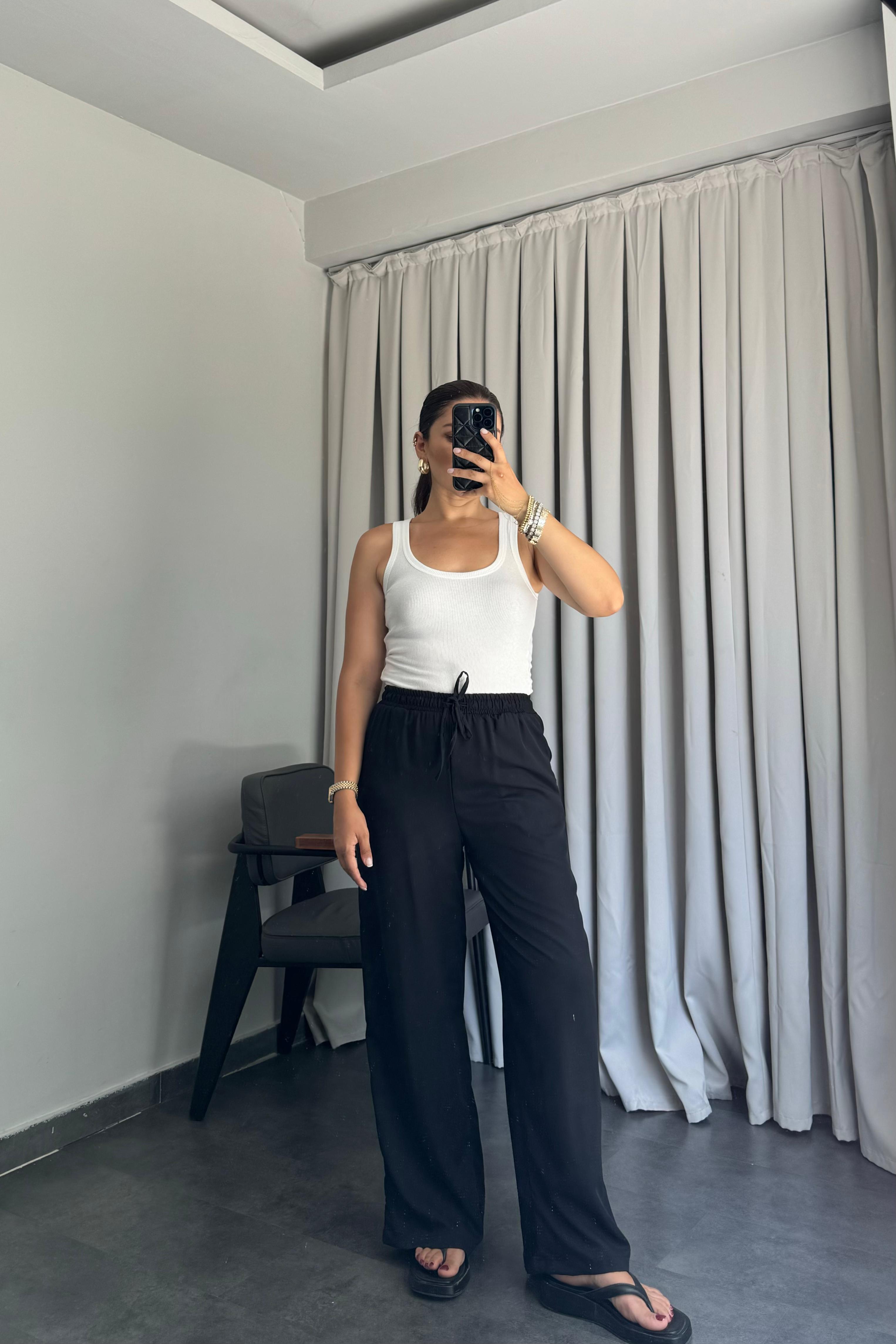 BELİ LASTİKLİ VİSKON PALAZZO PANTOLON/58779