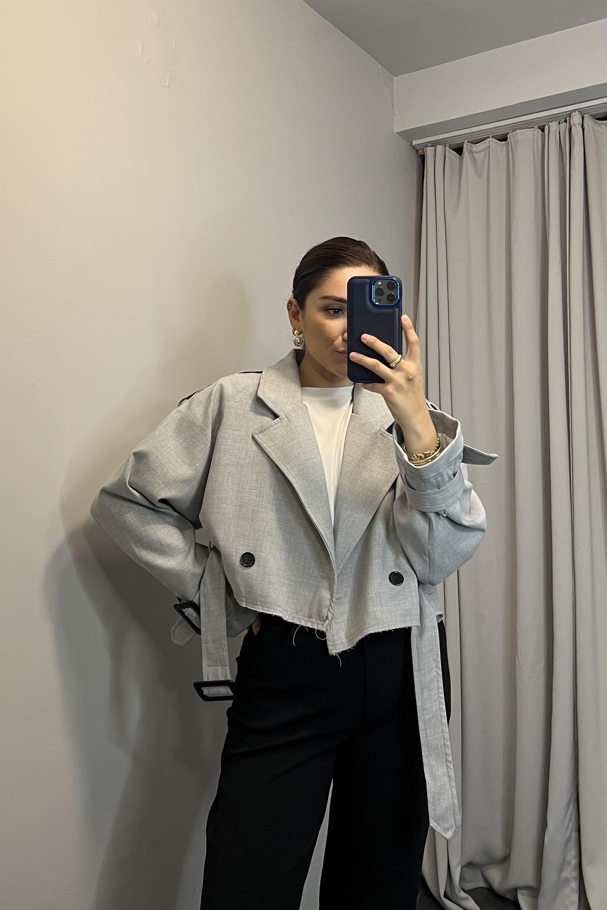BELİ VE KOLLARI KEMERLİ CEKET/9306