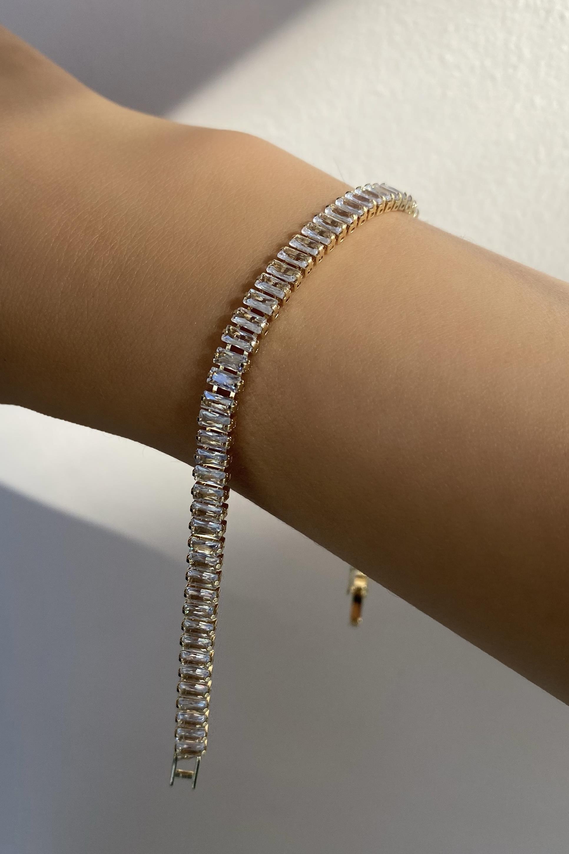 ÇELİK BAGET TAŞLI BİLEZİK 5mm