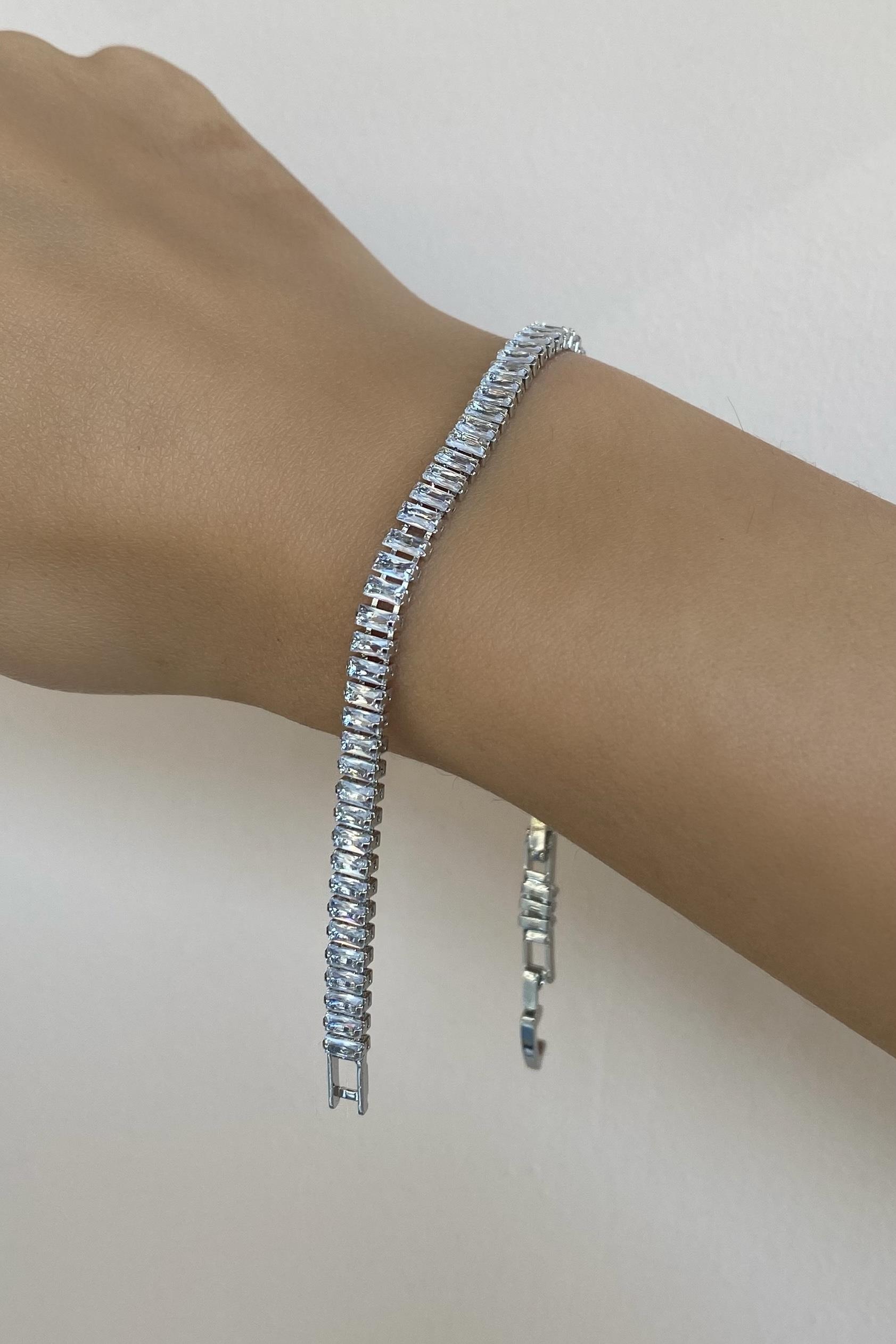 ÇELİK BAGET TAŞLI BİLEZİK 5mm