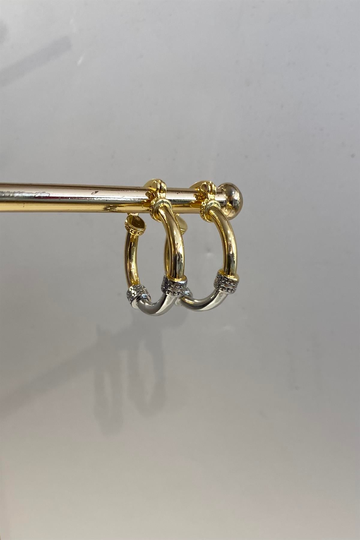 ÇELİK ÇİFT RENK KLASİK HALKA KÜPE