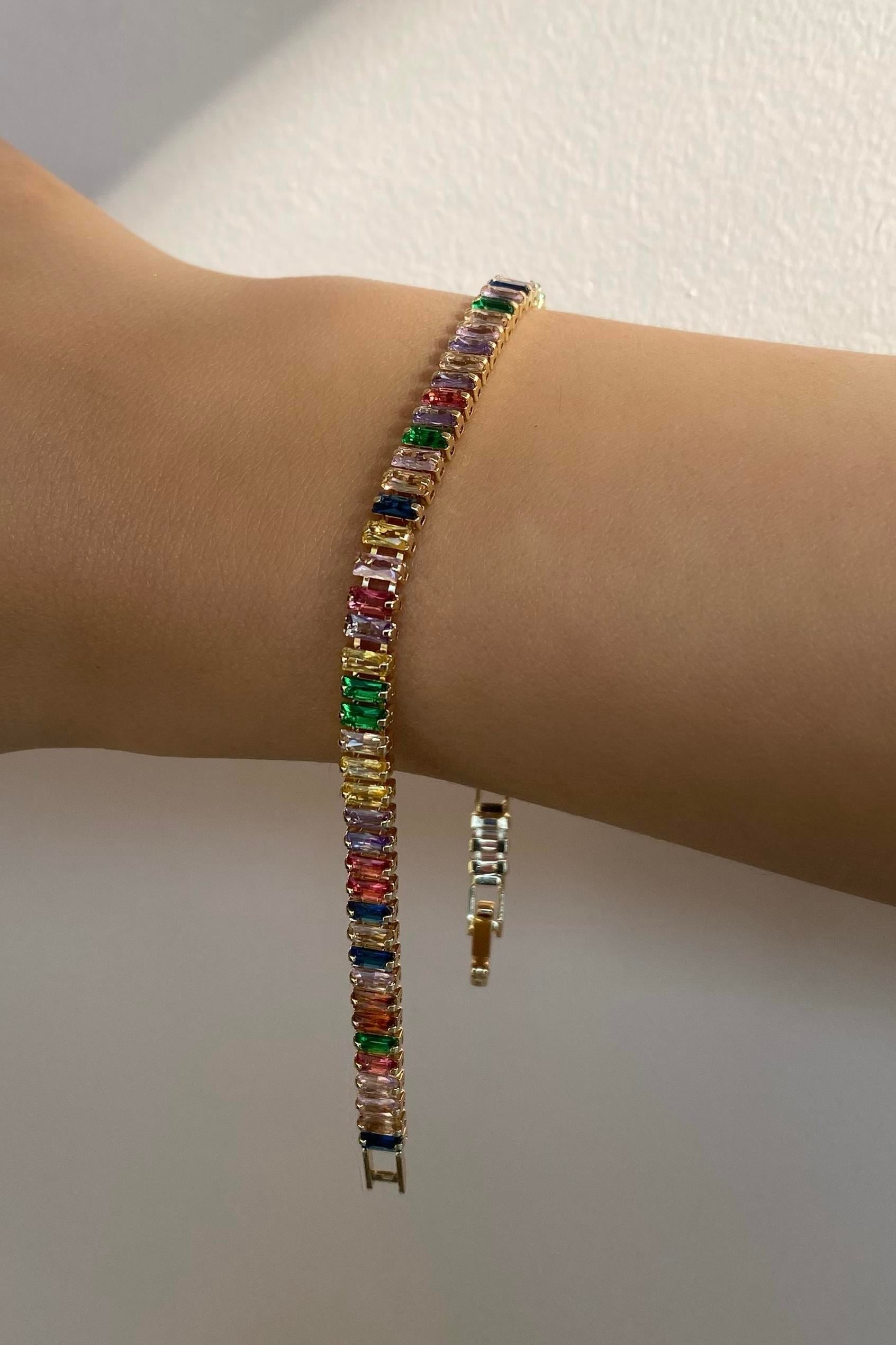 ÇELİK RENKLİ BAGET TAŞLI BİLEZİK 5mm