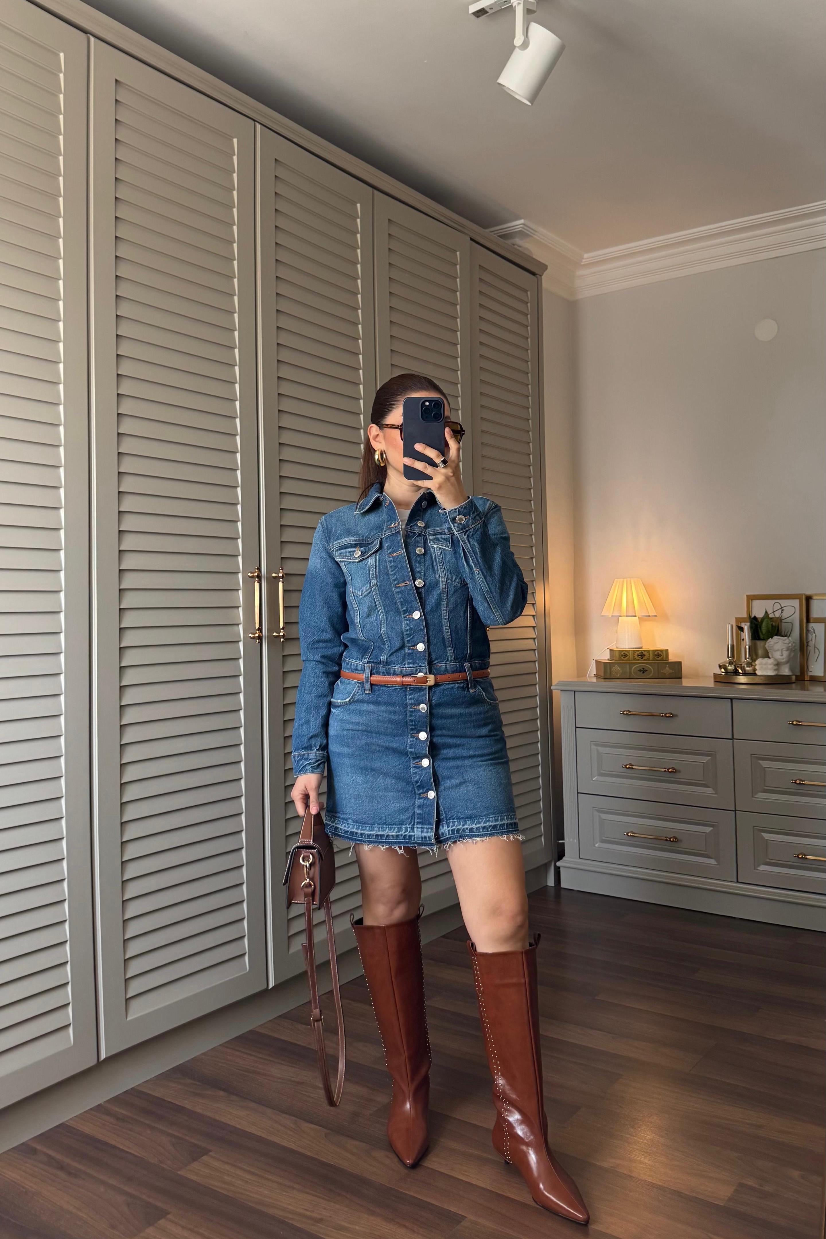 CEPLİ DENİM ELBİSE ZR