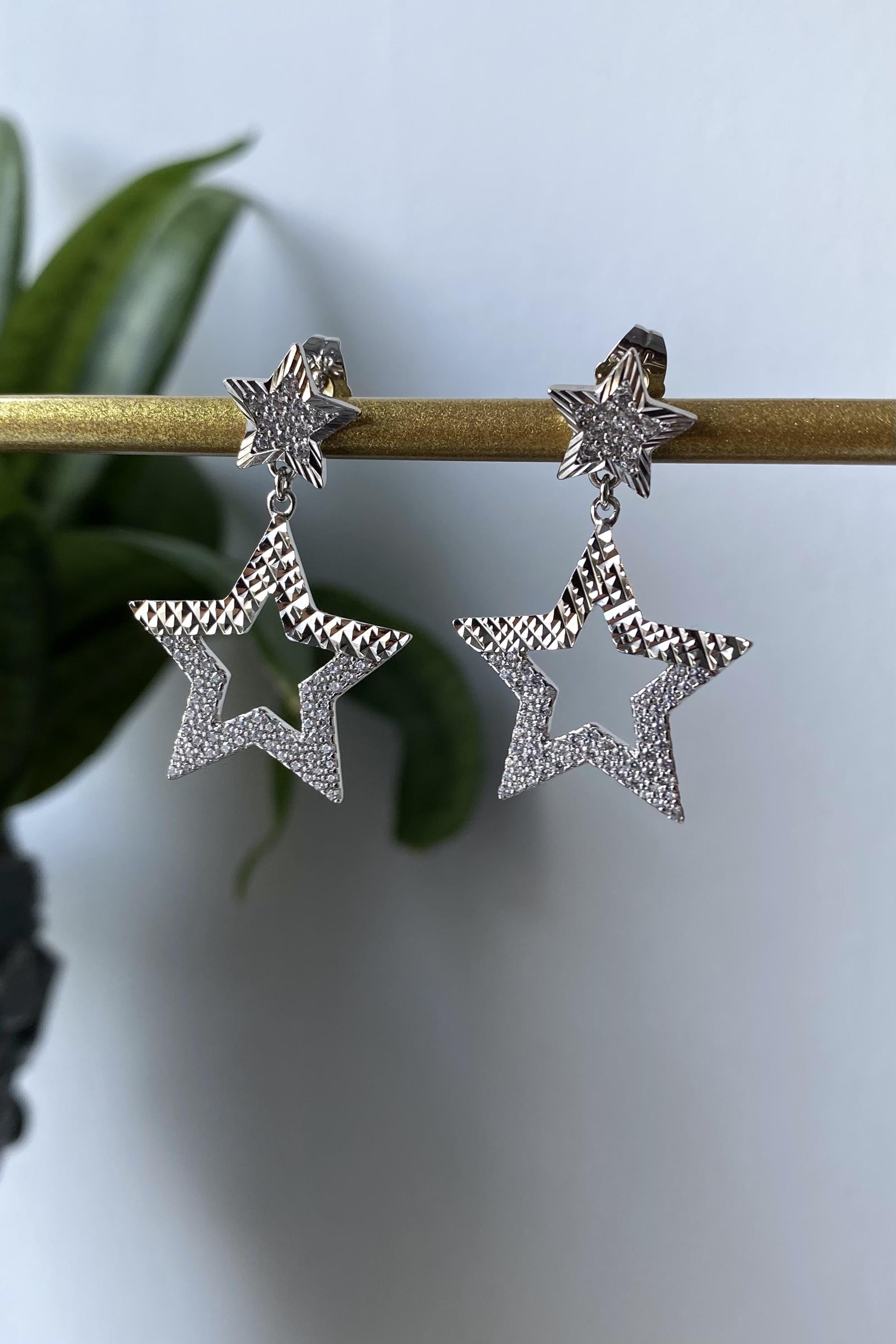 DOUBLE YILDIZ DESENLİ KÜPE