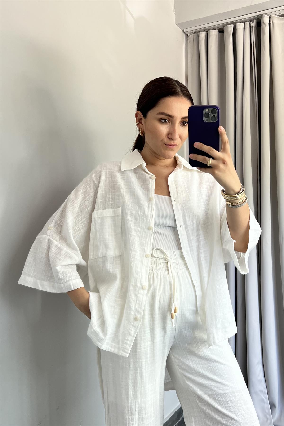 DÜŞÜK KOLLU OVERSIZE GÖMLEK/4715
