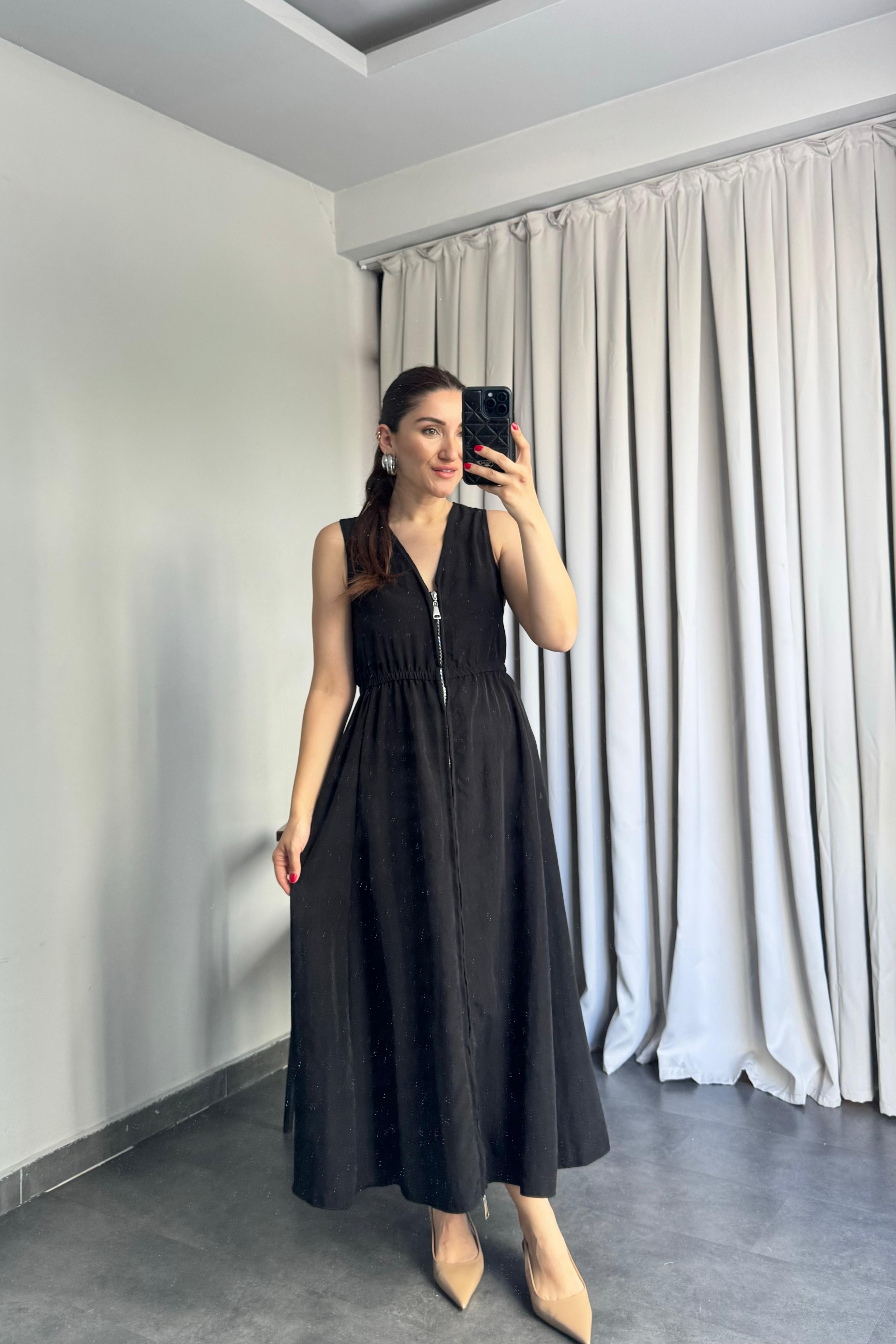 FERMUARLI ASKILI ELBİSE /5437